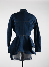 Long-sleeved denim basque shirt - Navy