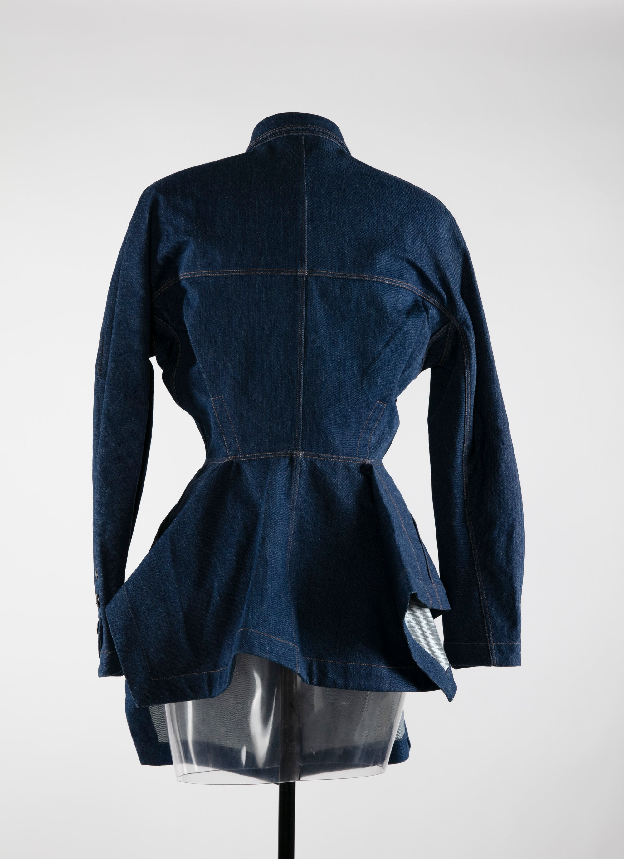 Long-sleeved denim basque shirt - Navy