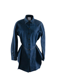 Long-sleeved denim basque shirt - Navy