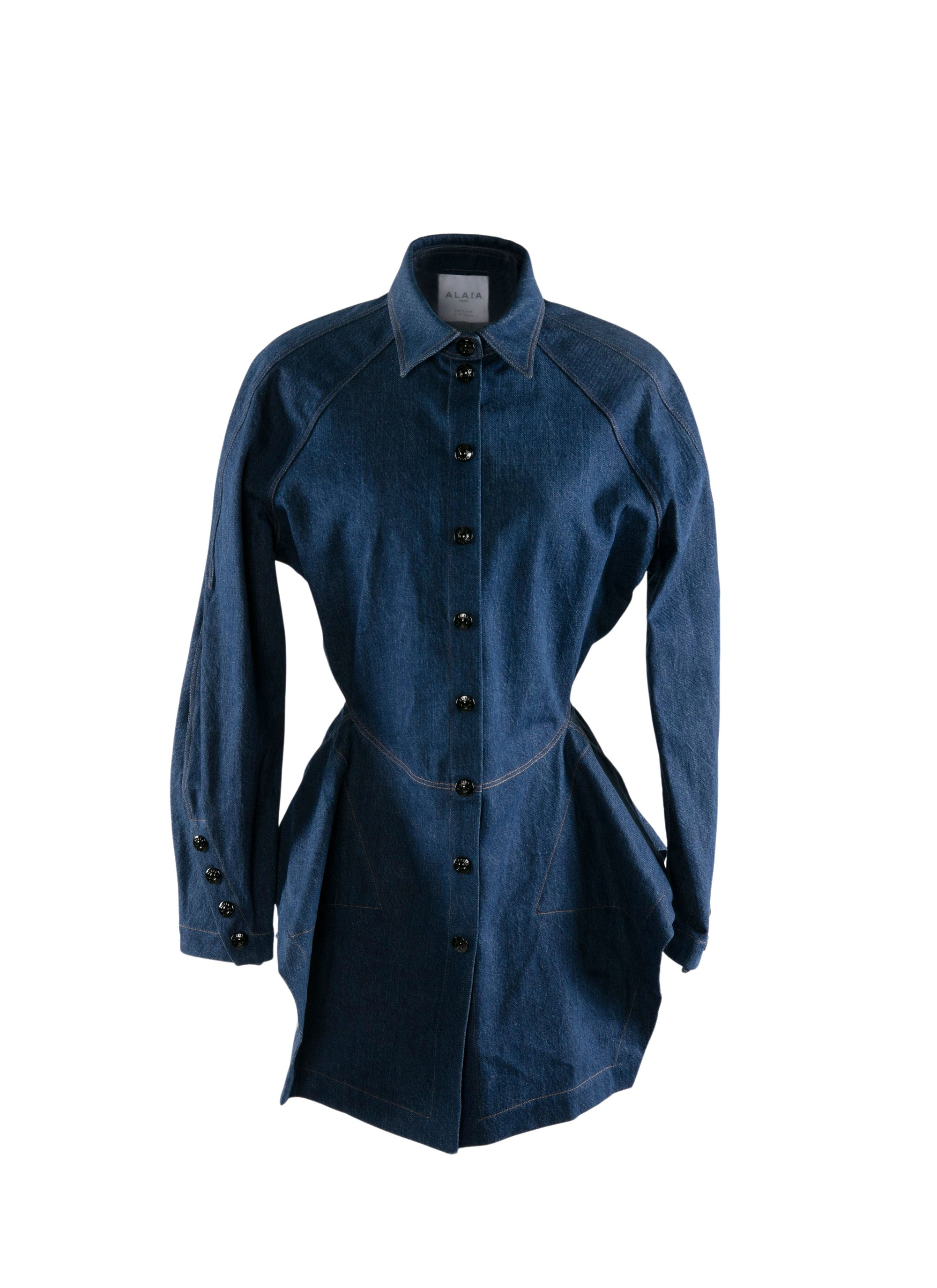 Long-sleeved denim basque shirt - Navy