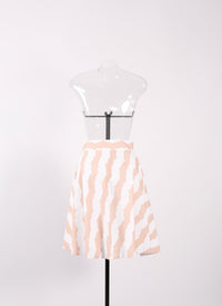 Jupe regular à rayures - Blanc & Rose