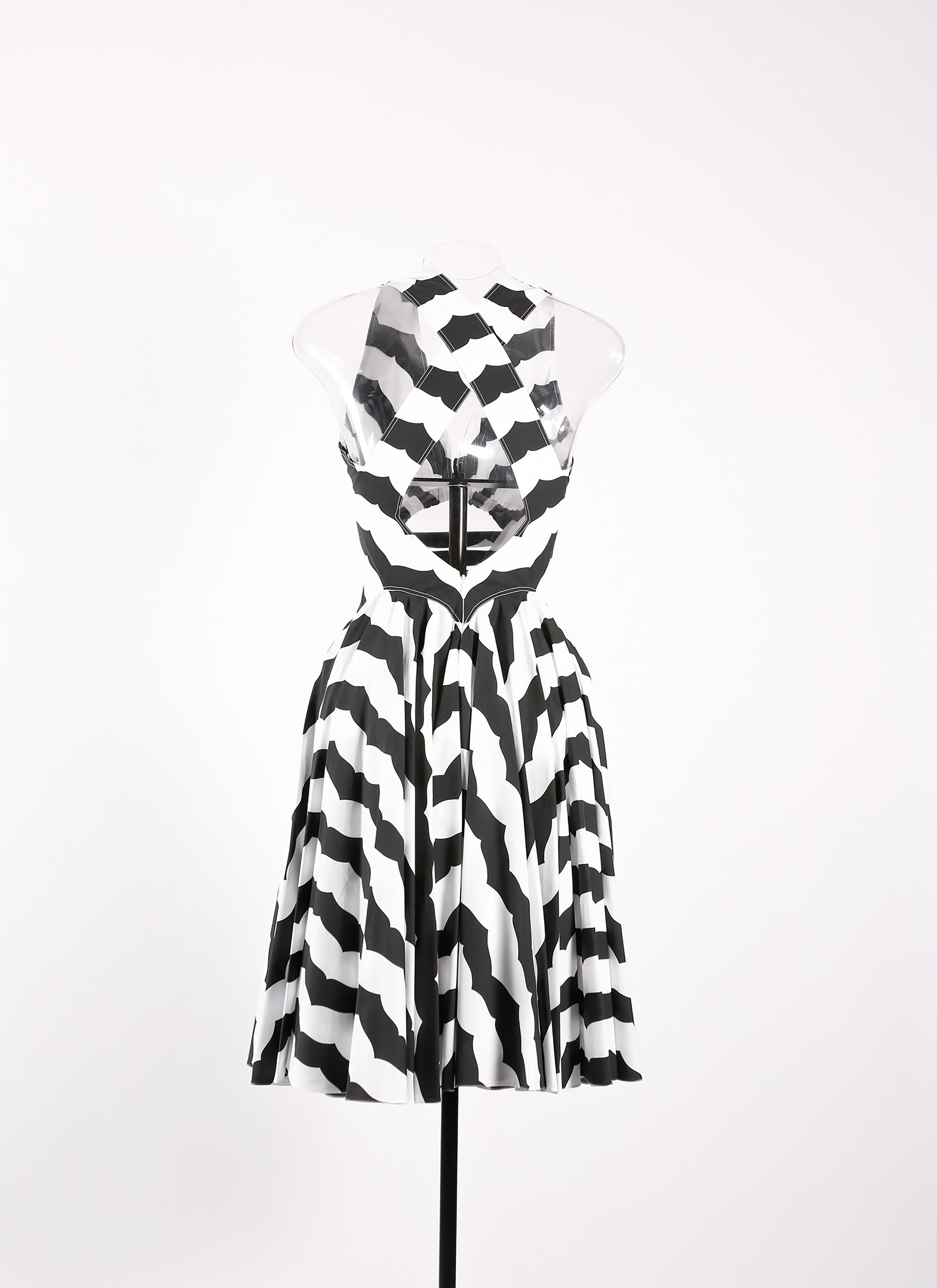 Sleeveless striped pencil dress - White & Black