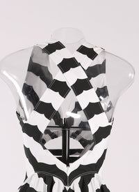 Sleeveless striped pencil dress - White & Black