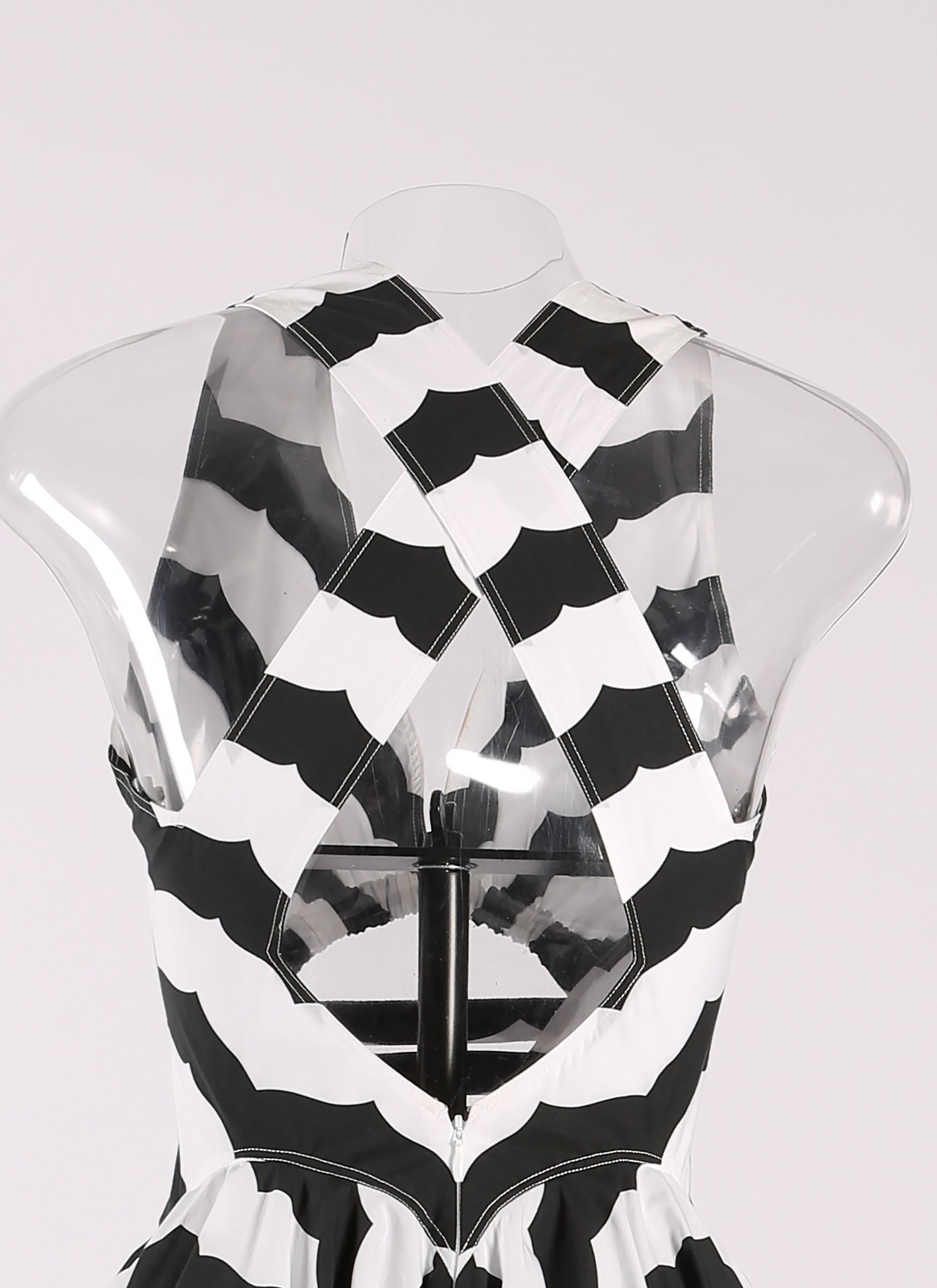Sleeveless striped pencil dress - White & Black