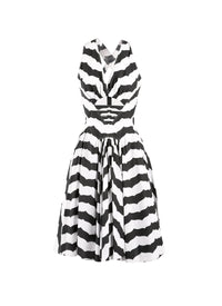 Sleeveless striped pencil dress - White & Black