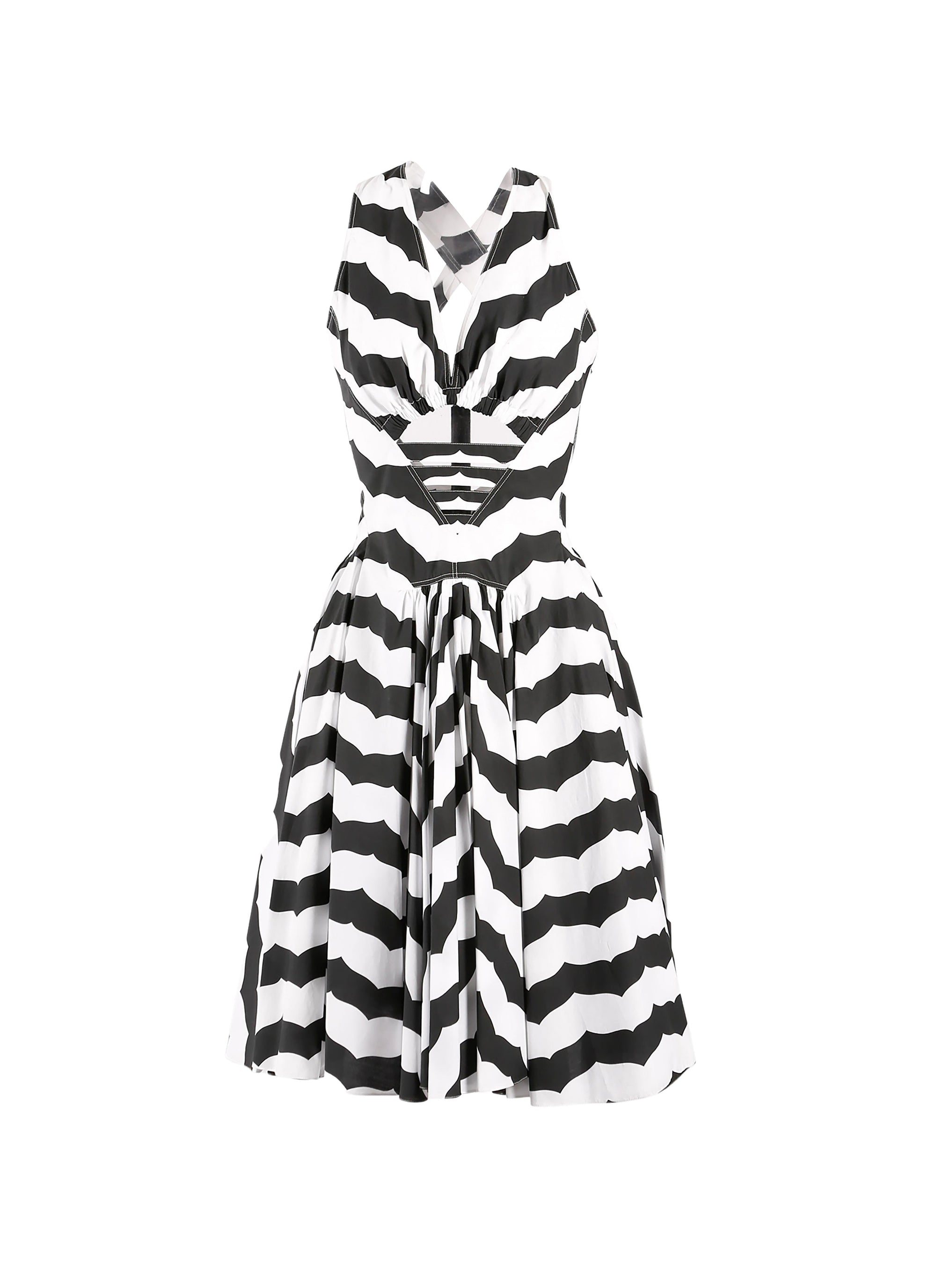 Sleeveless striped pencil dress - White & Black