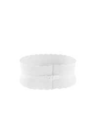 Ceinture corset à détails argentés en cuir - Blanc Optique