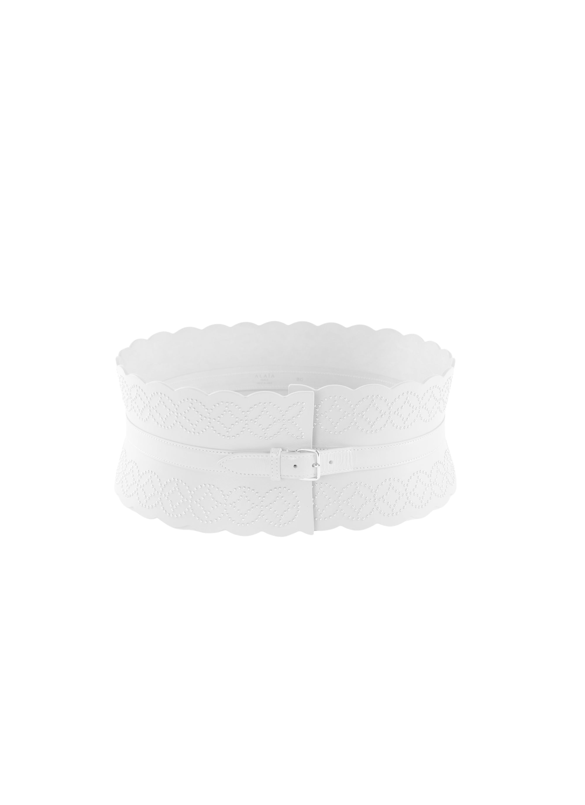 Ceinture corset à détails argentés en cuir - Blanc Optique