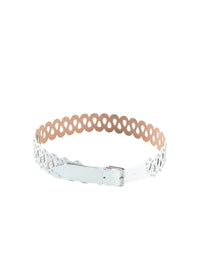 Ceinture fine ajourée en cuir - Blanc Optique