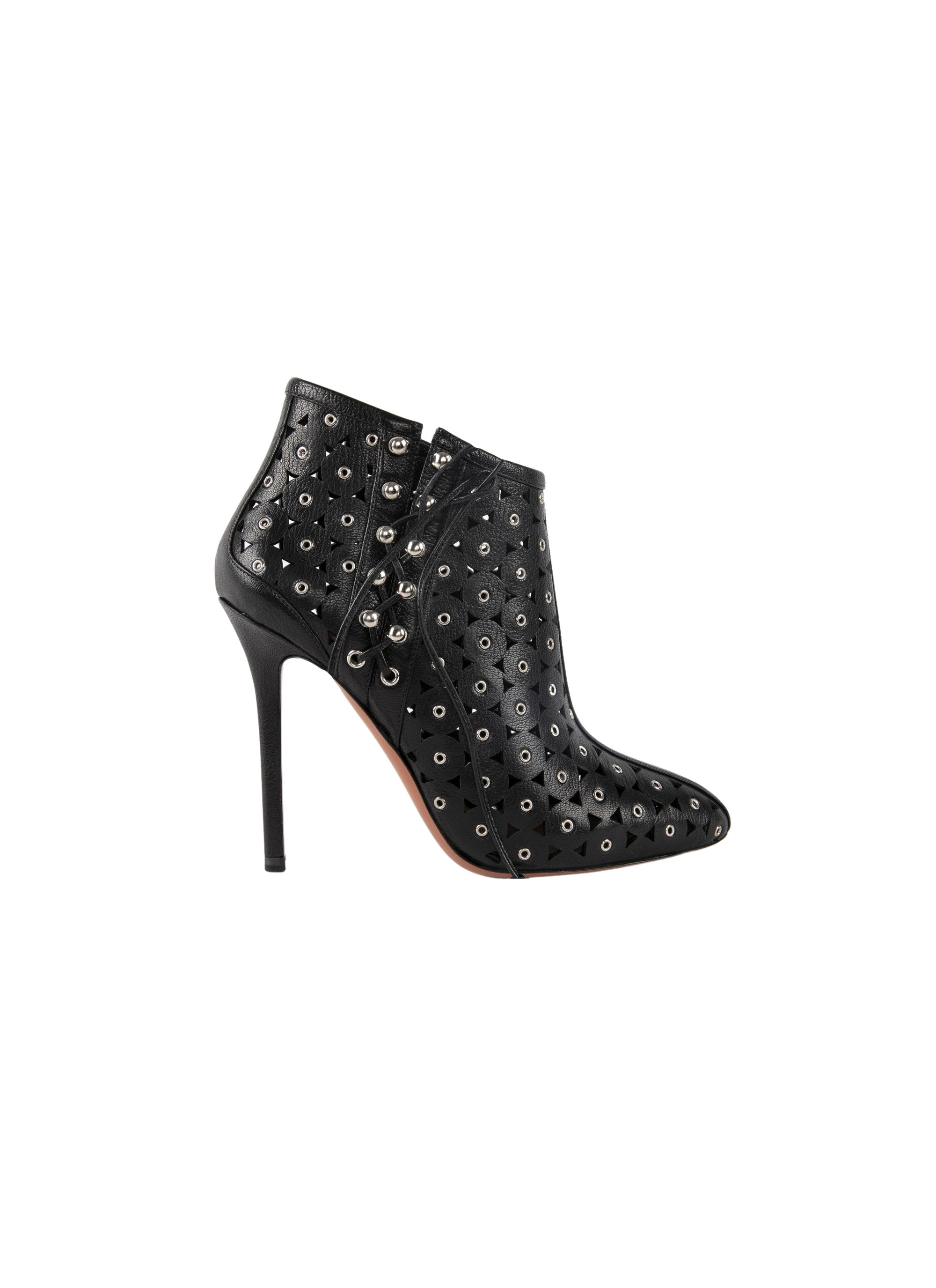 Bottines à œillets en cuir - Noir