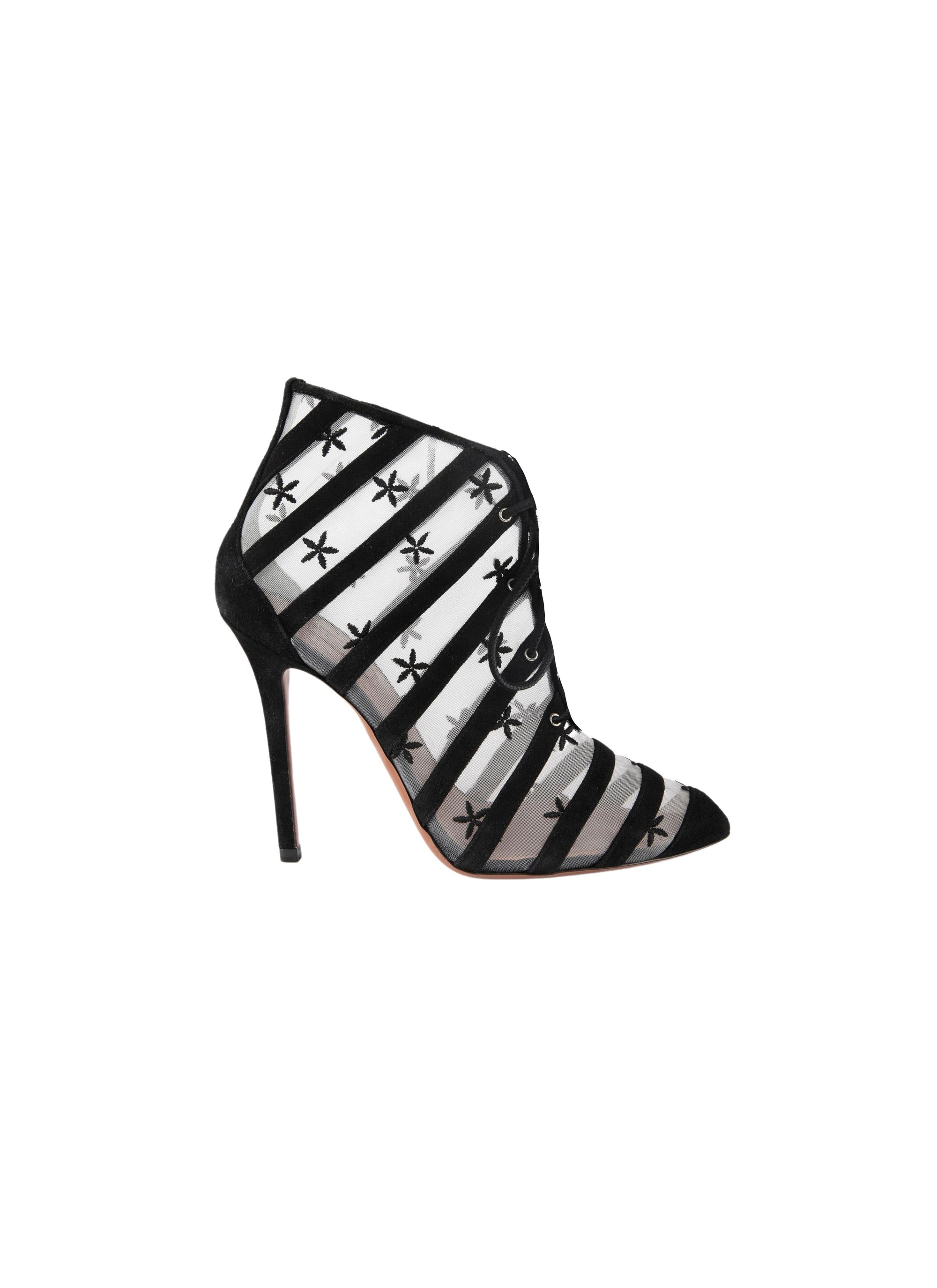 Embroidered boots 110 - White & Black