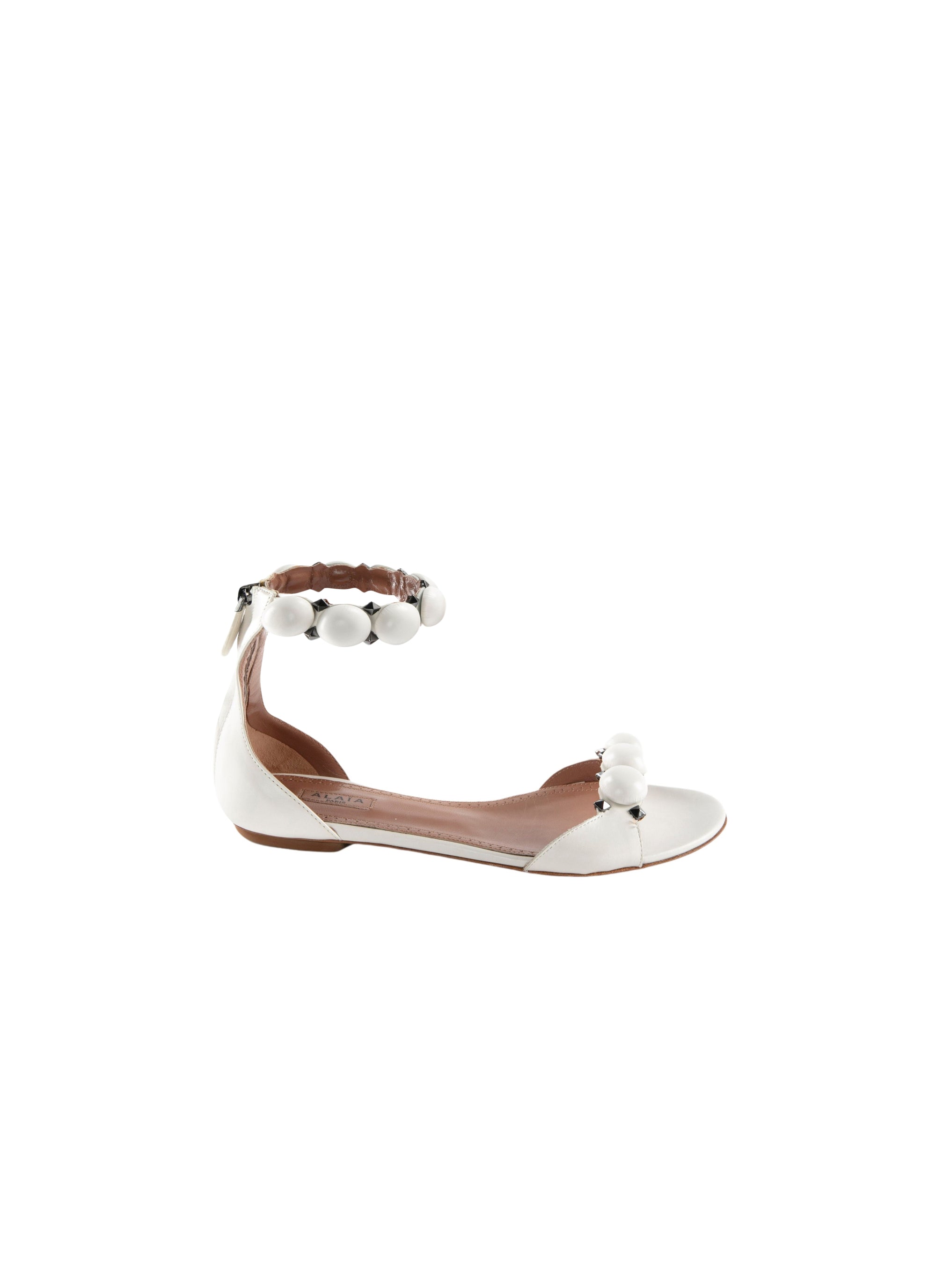Sandales Bombe plates en cuir - Blanc