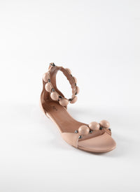 Sandales Bombe plates en cuir - Nude