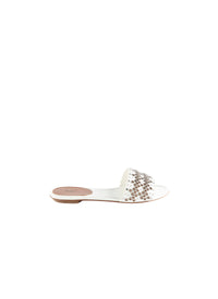 Leather eyelet mules - White