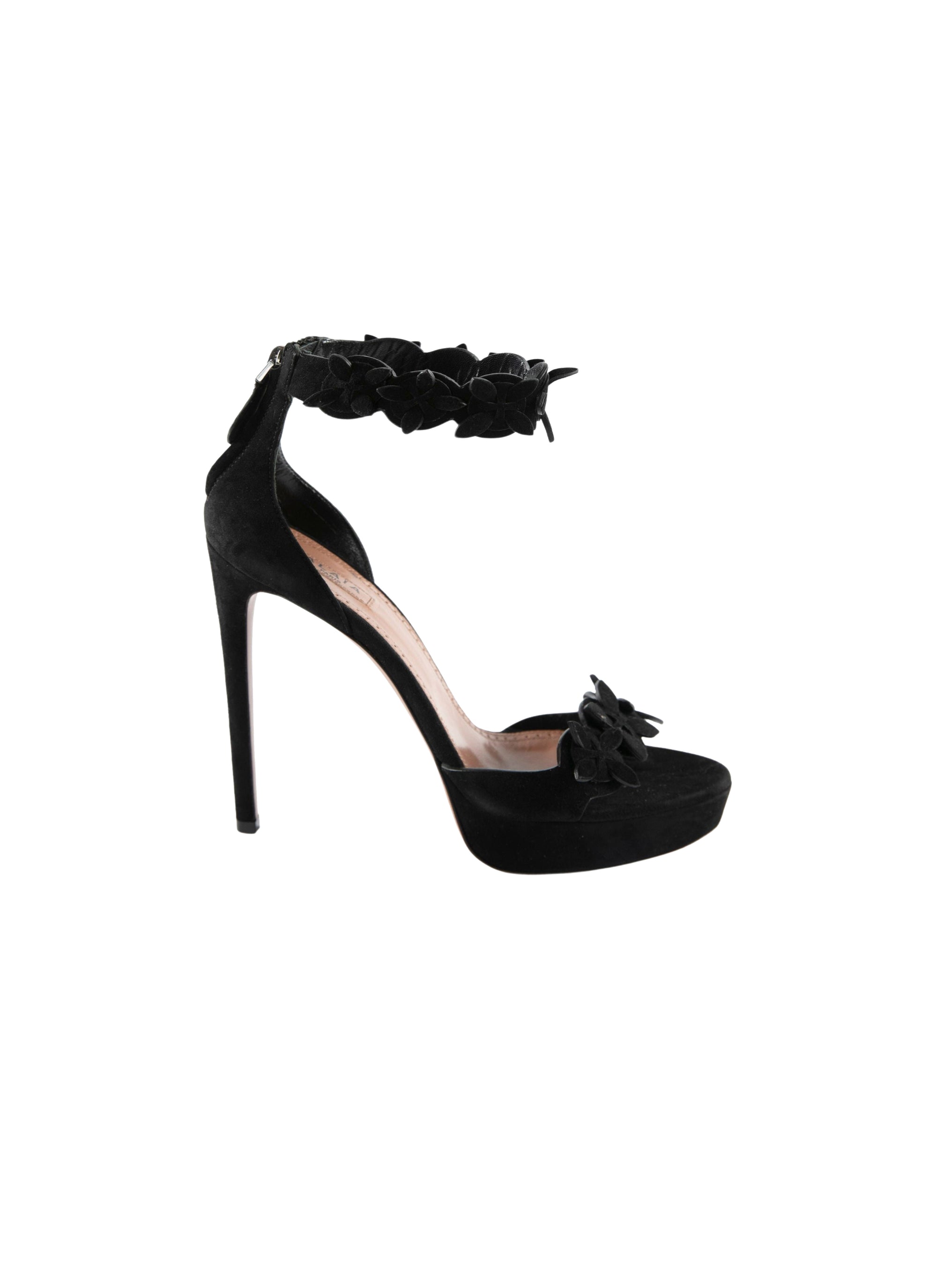 Sandales 135 bride à fleurs en cuir - Noir & Noir