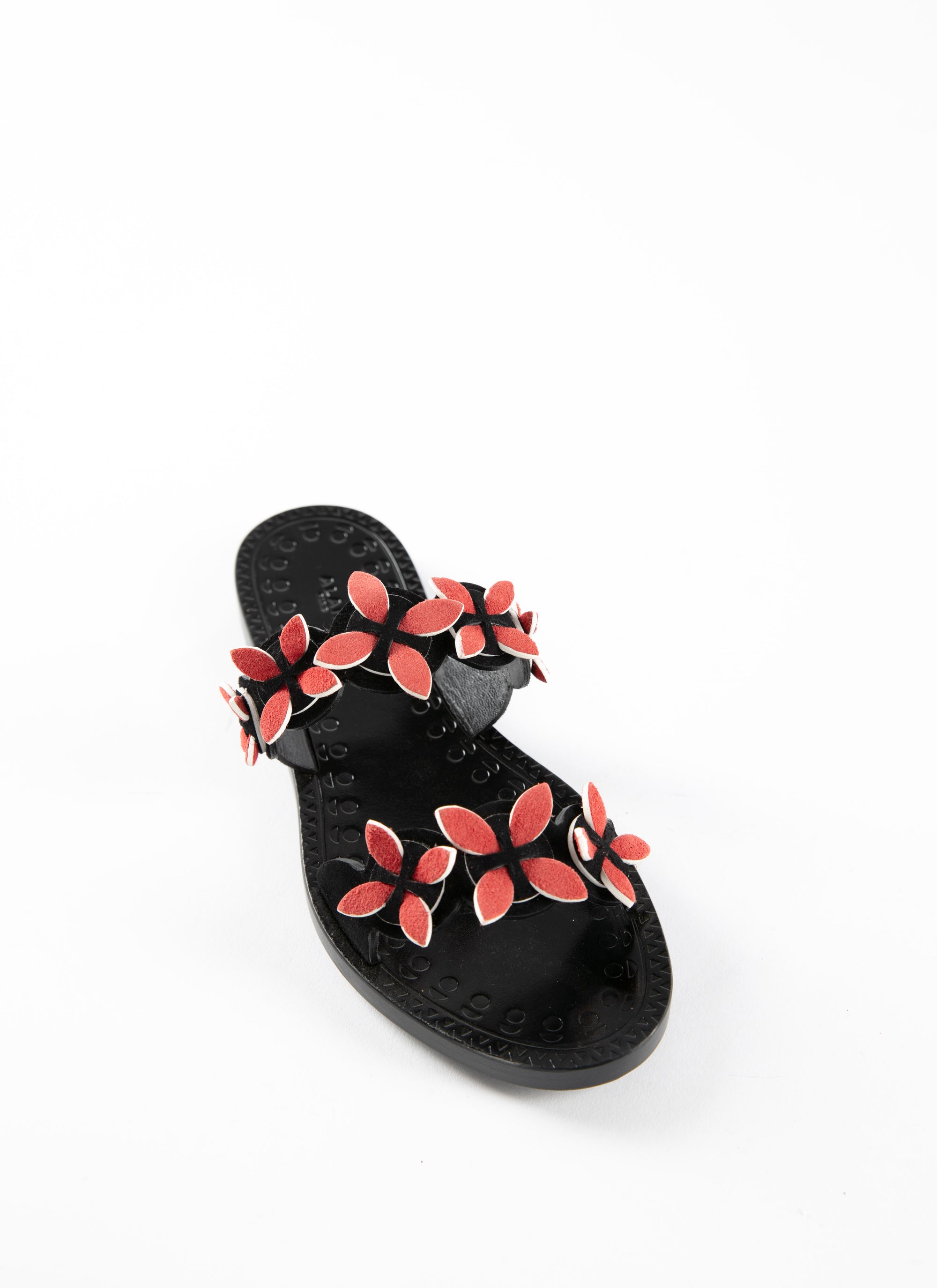 Leather flower double strap sandals - Multicolour