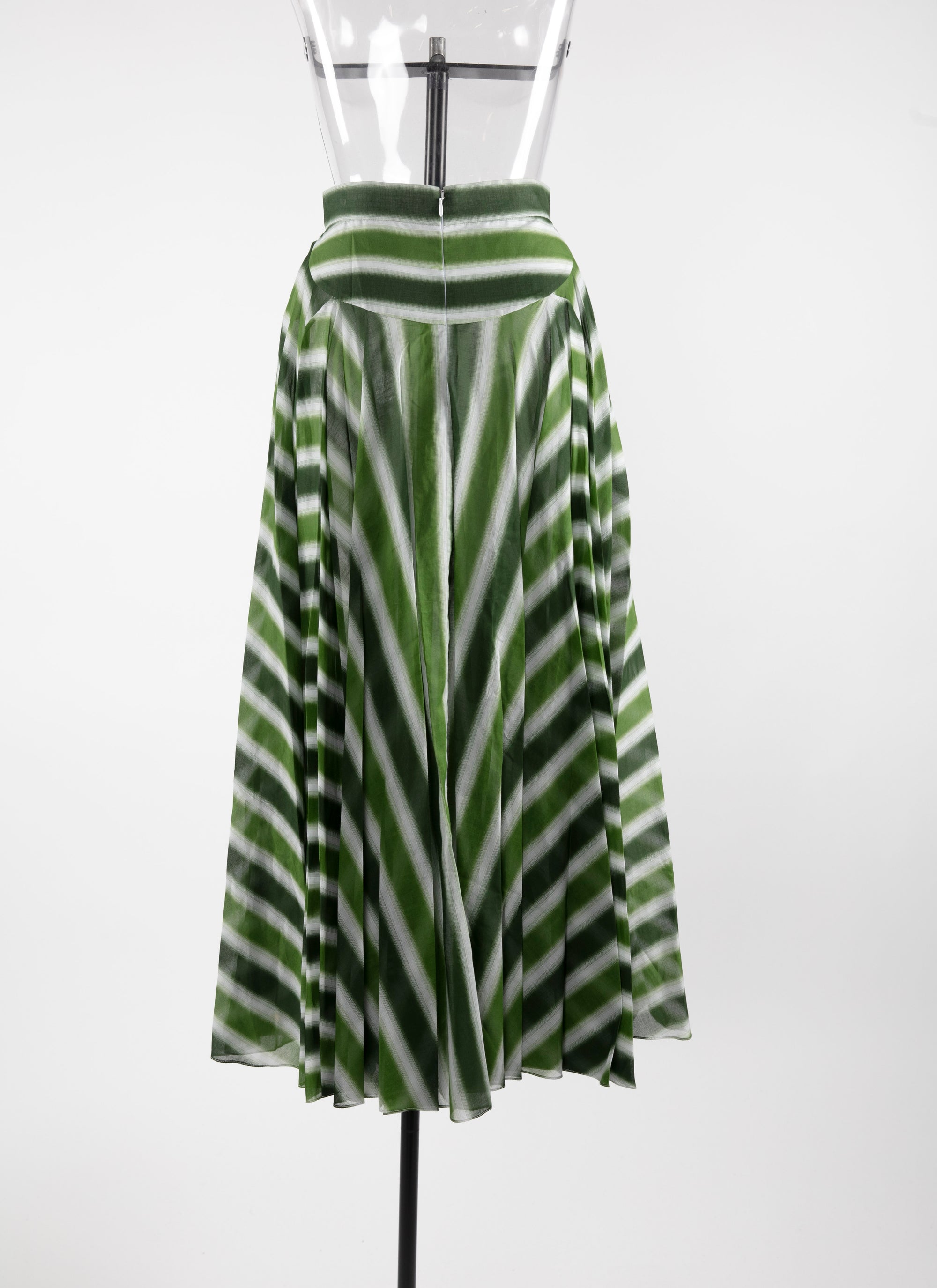 Striped midi skirt with embroidered details - White & Green
