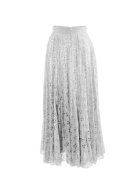 Perforated long skirt - White