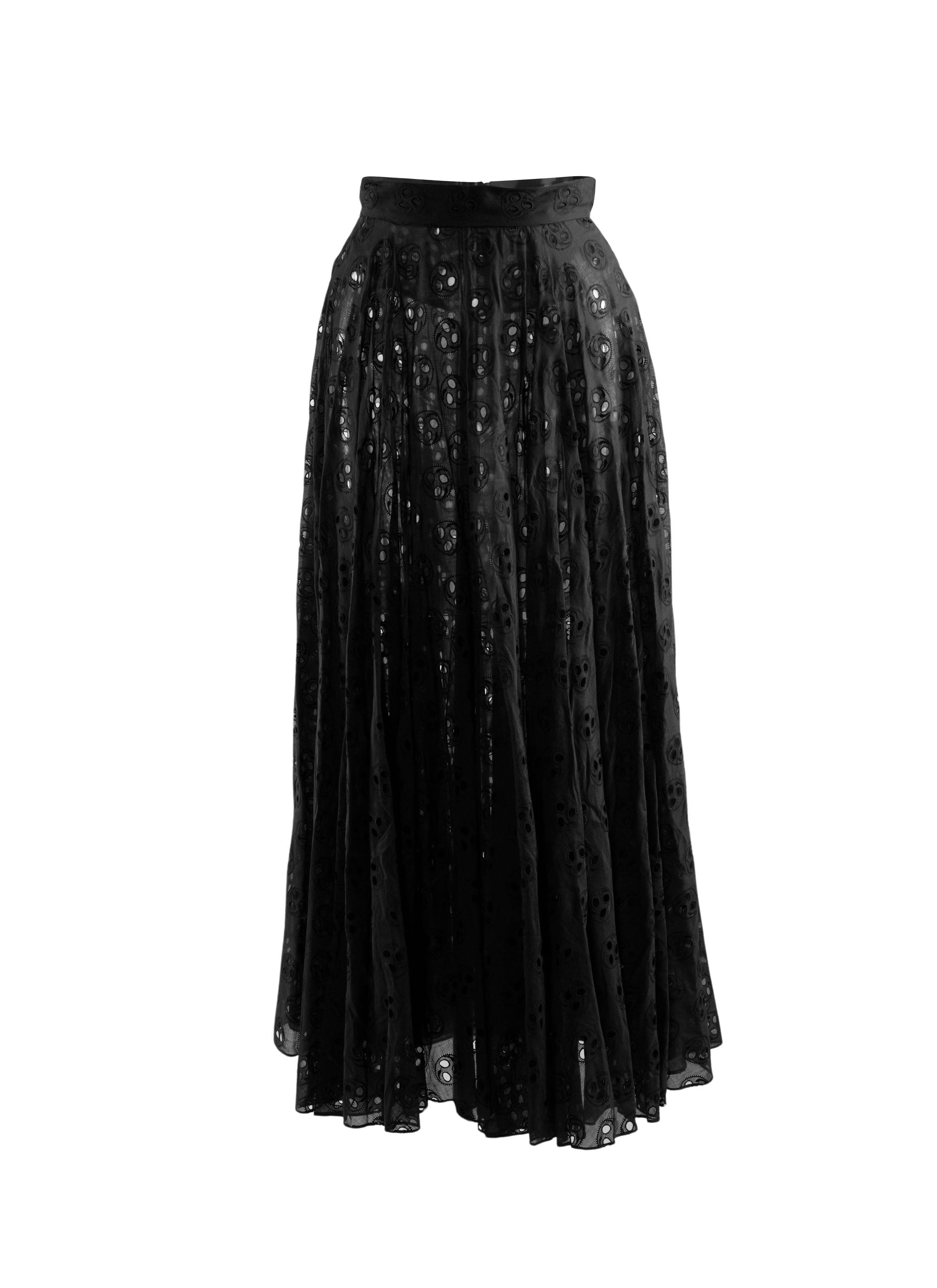 Perforated long skirt - Black intense
