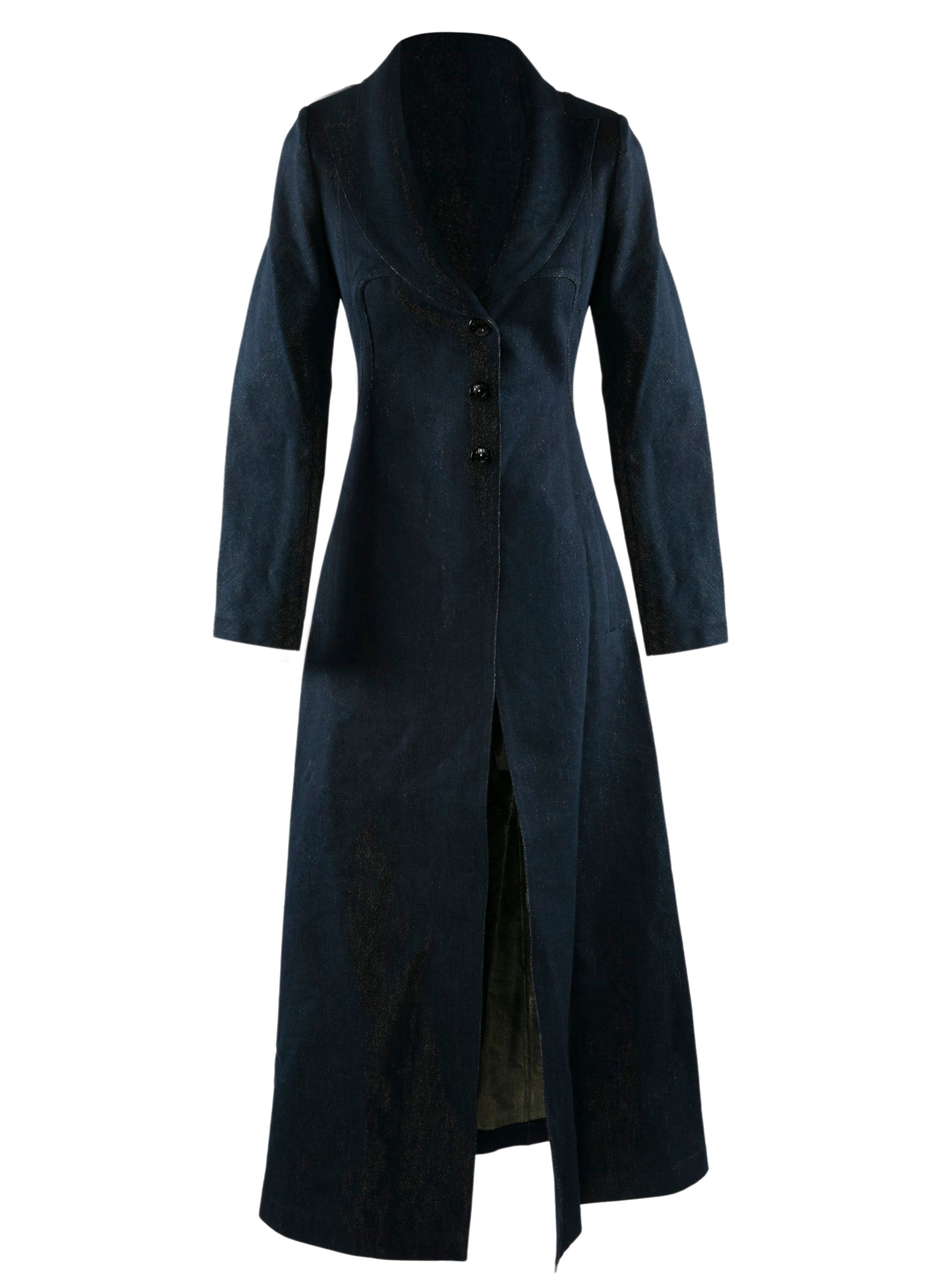 Manteau très long boutonné col arrondi - Or