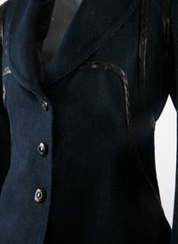 Manteau boutonné avec détails en cuir - Argent
