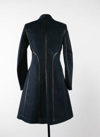 Manteau boutonné avec détails en cuir - Argent