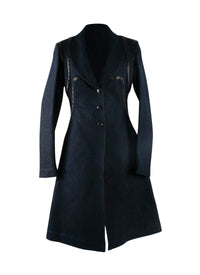 Manteau boutonné avec détails en cuir - Argent
