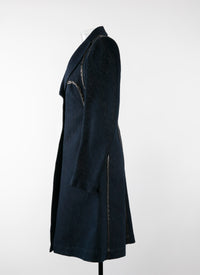 Manteau boutonné avec détails en cuir - Argent