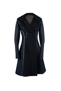 Manteau cintré en denim - Bleu & Argenté