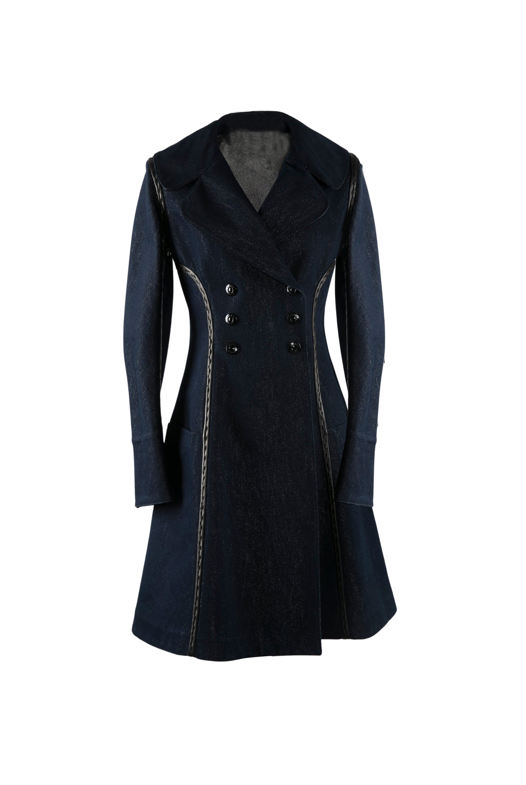 Manteau cintré en denim - Bleu & Argenté