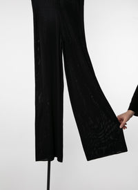 Pantalon large taille élastique - Noir
