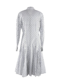 Robe à manches longues et col chemise - Blanc & Vert