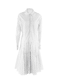 Robe à manches longues et col chemise - Blanc & Vert