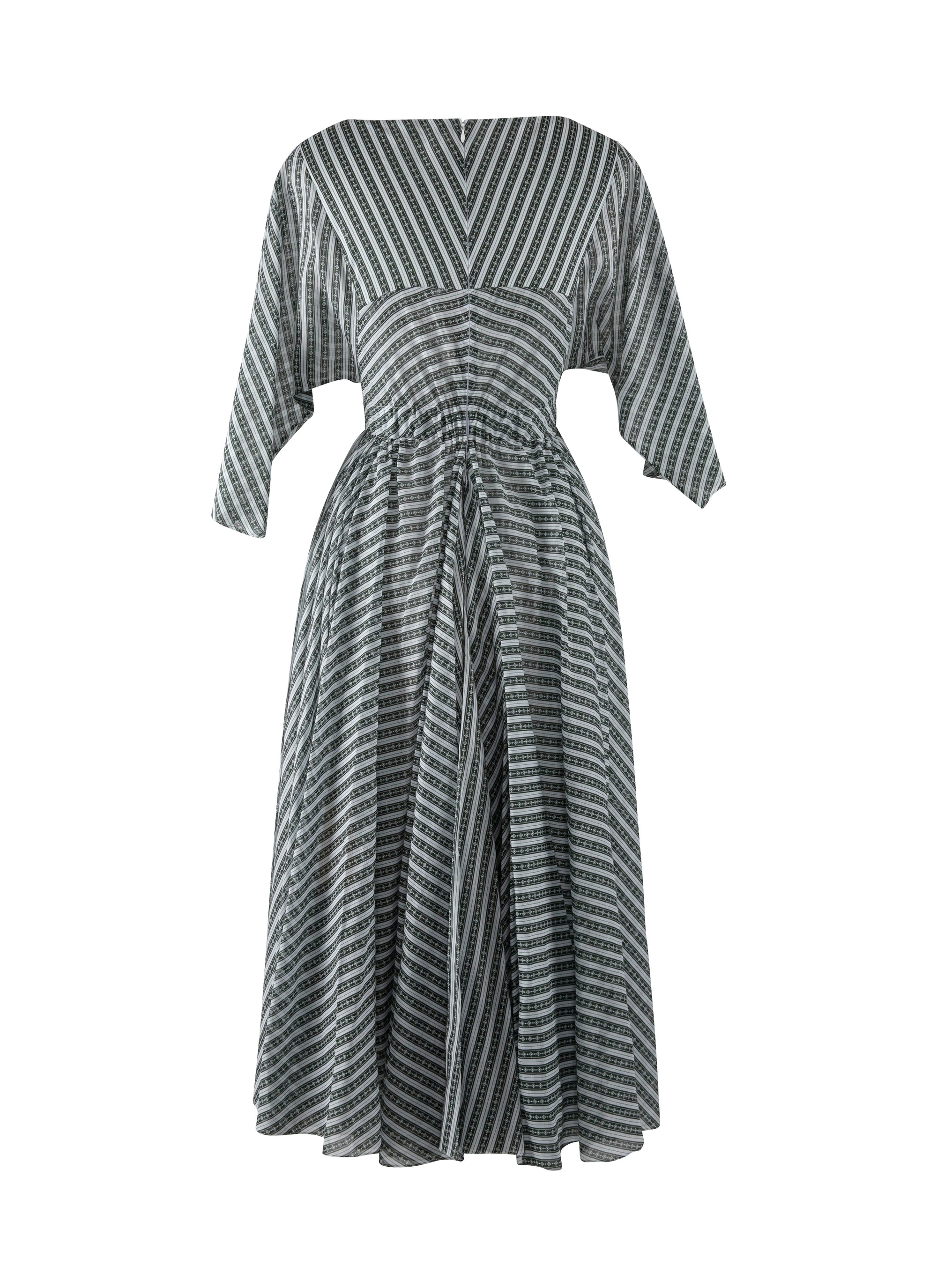 3/4 Sleeve Boudoir Dress - White & Green