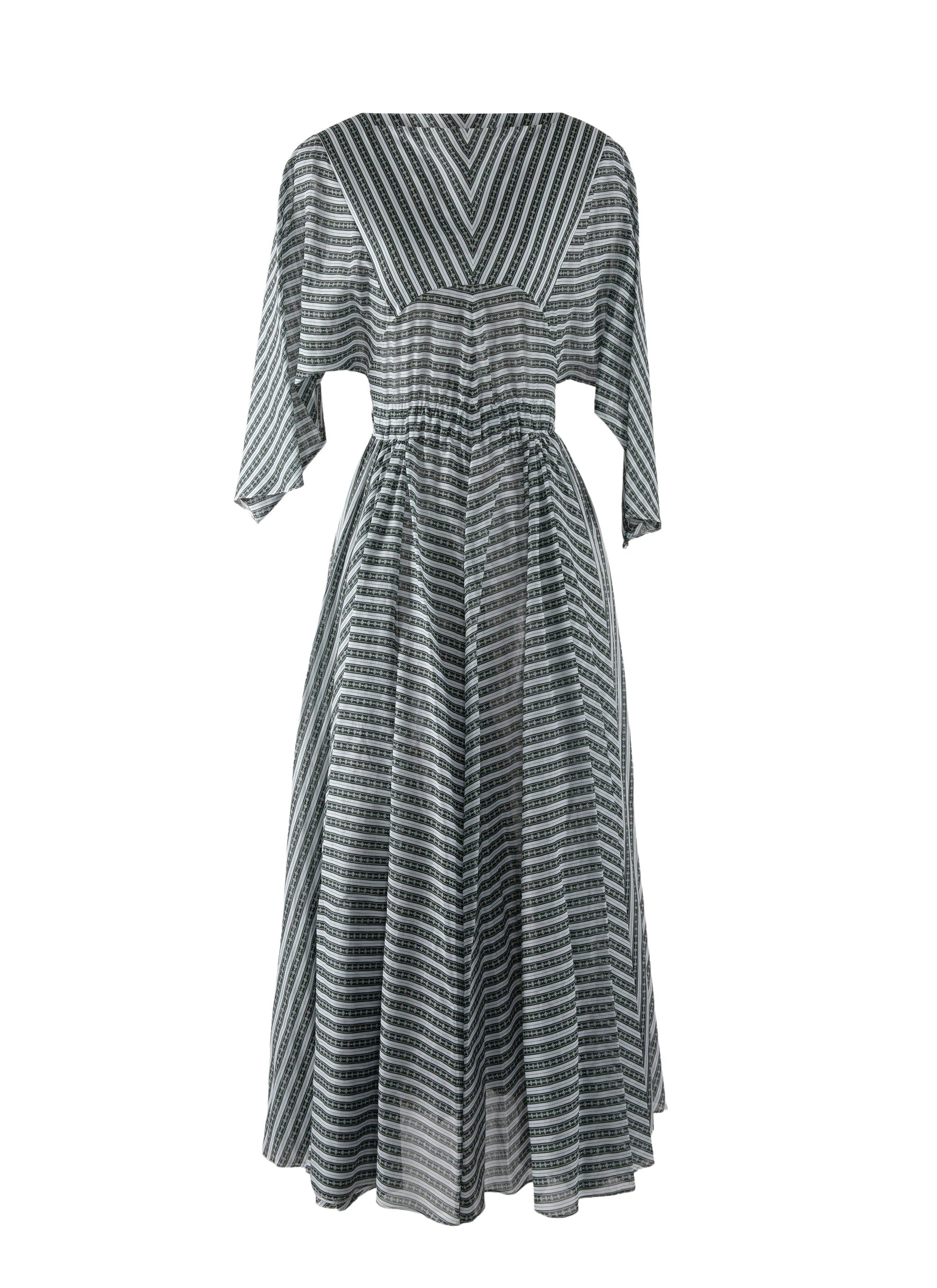 Boudoir 3/4 sleeve dress - White & Green