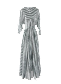 3/4 Sleeve Boudoir Dress - White & Green