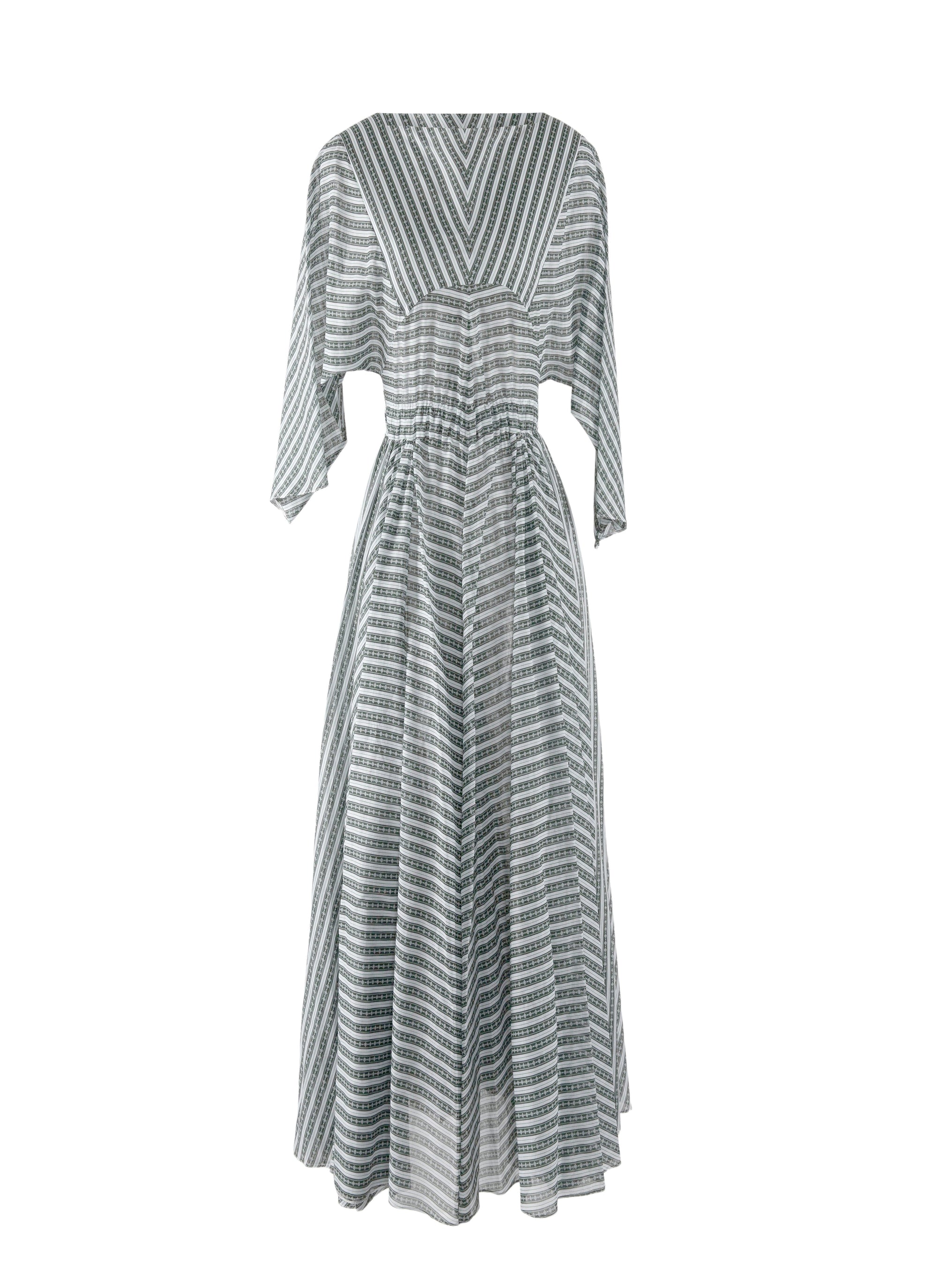 3/4 Sleeve Boudoir Dress - White & Green