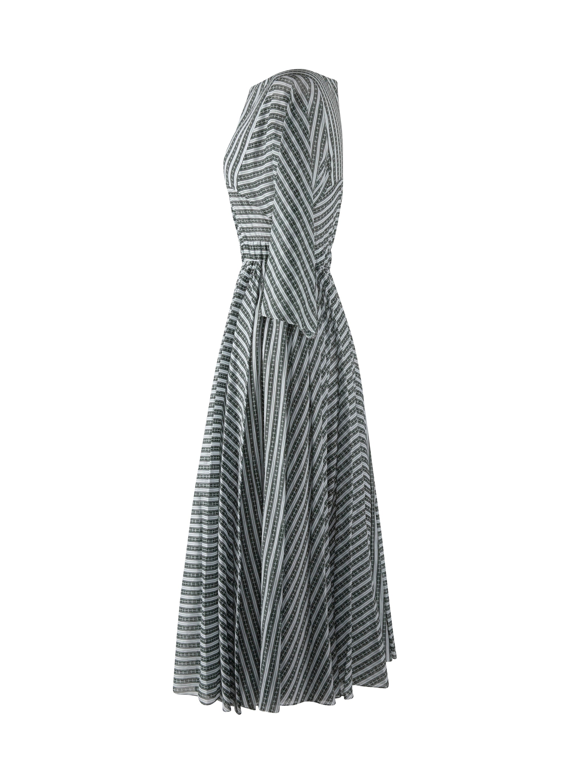 3/4 Sleeve Boudoir Dress - White & Green