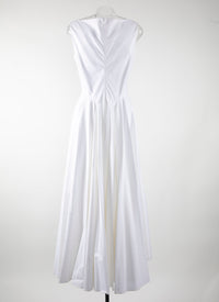 Sleeveless gabardine dress - White