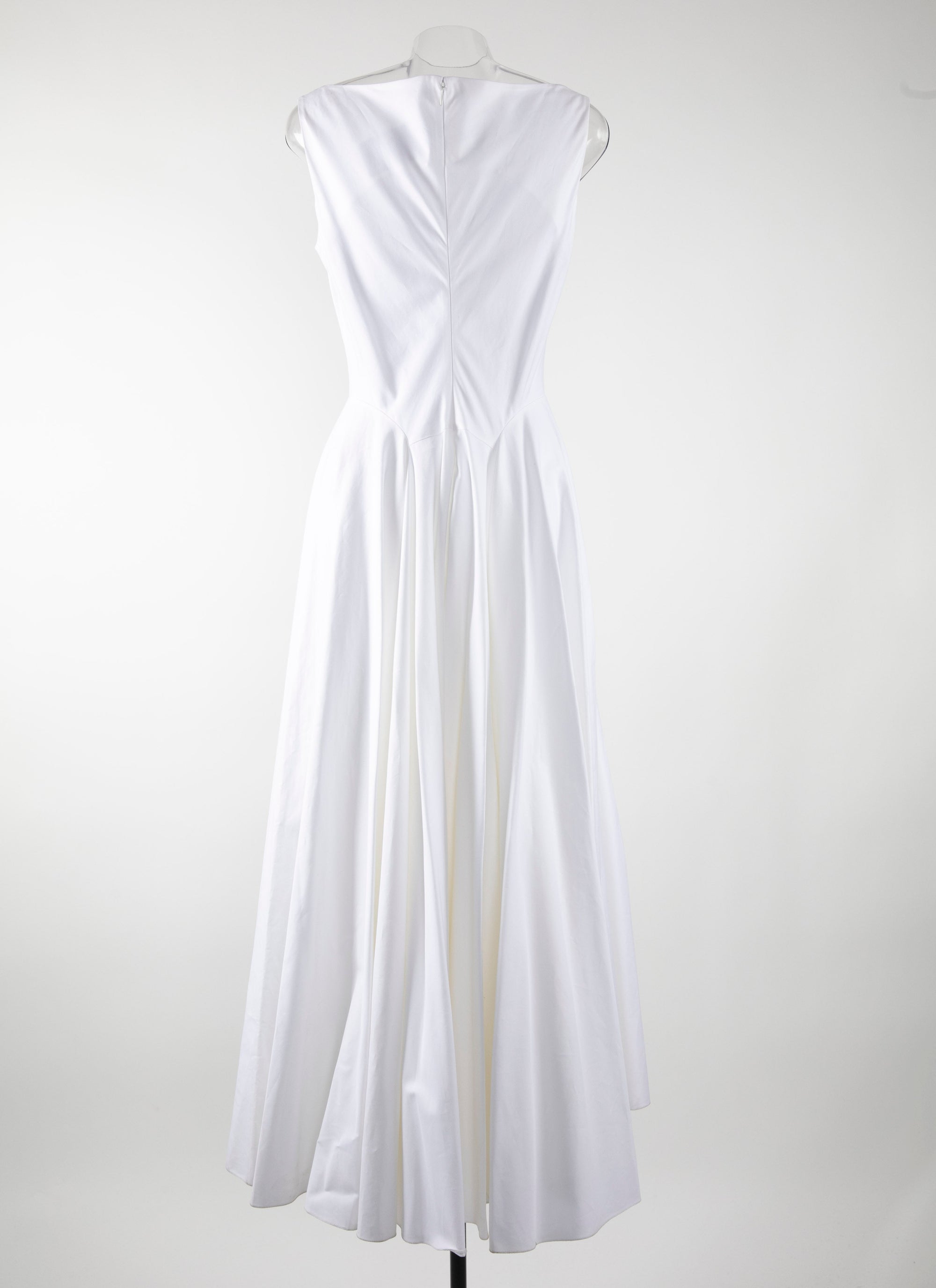 Sleeveless gabardine dress - White