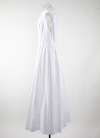 Sleeveless gabardine dress - White
