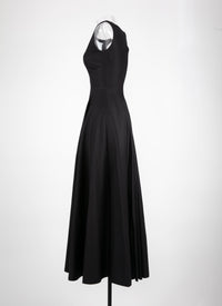 Sleeveless gabardine dress - Black intense