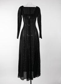 Long-sleeved embroidered dress - Black intense