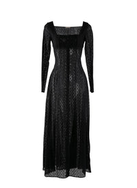 Long-sleeved embroidered dress - Black intense