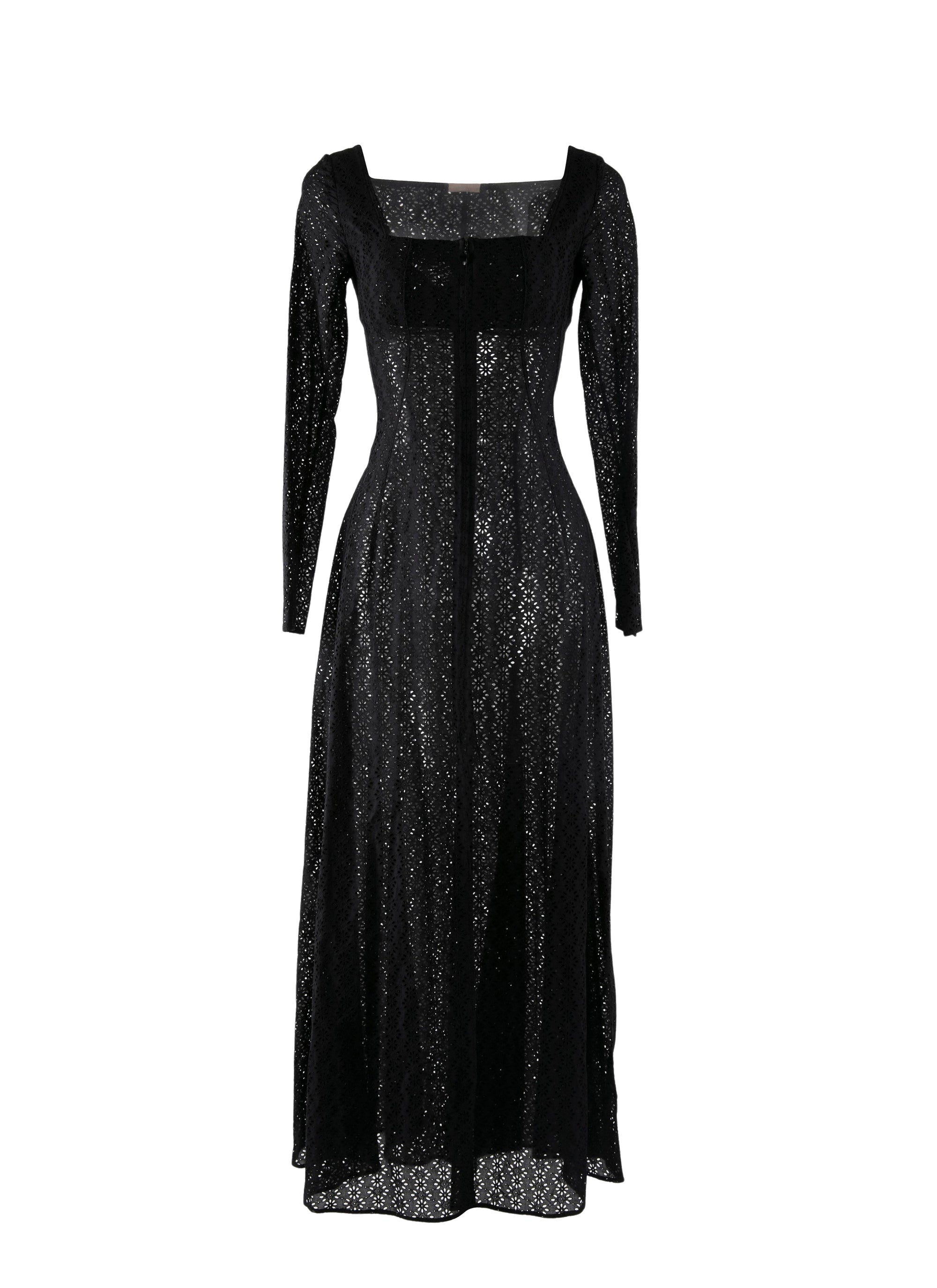 Long-sleeved embroidered dress - Black intense