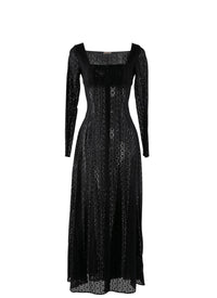 Robe à manches longues brodée - Noir