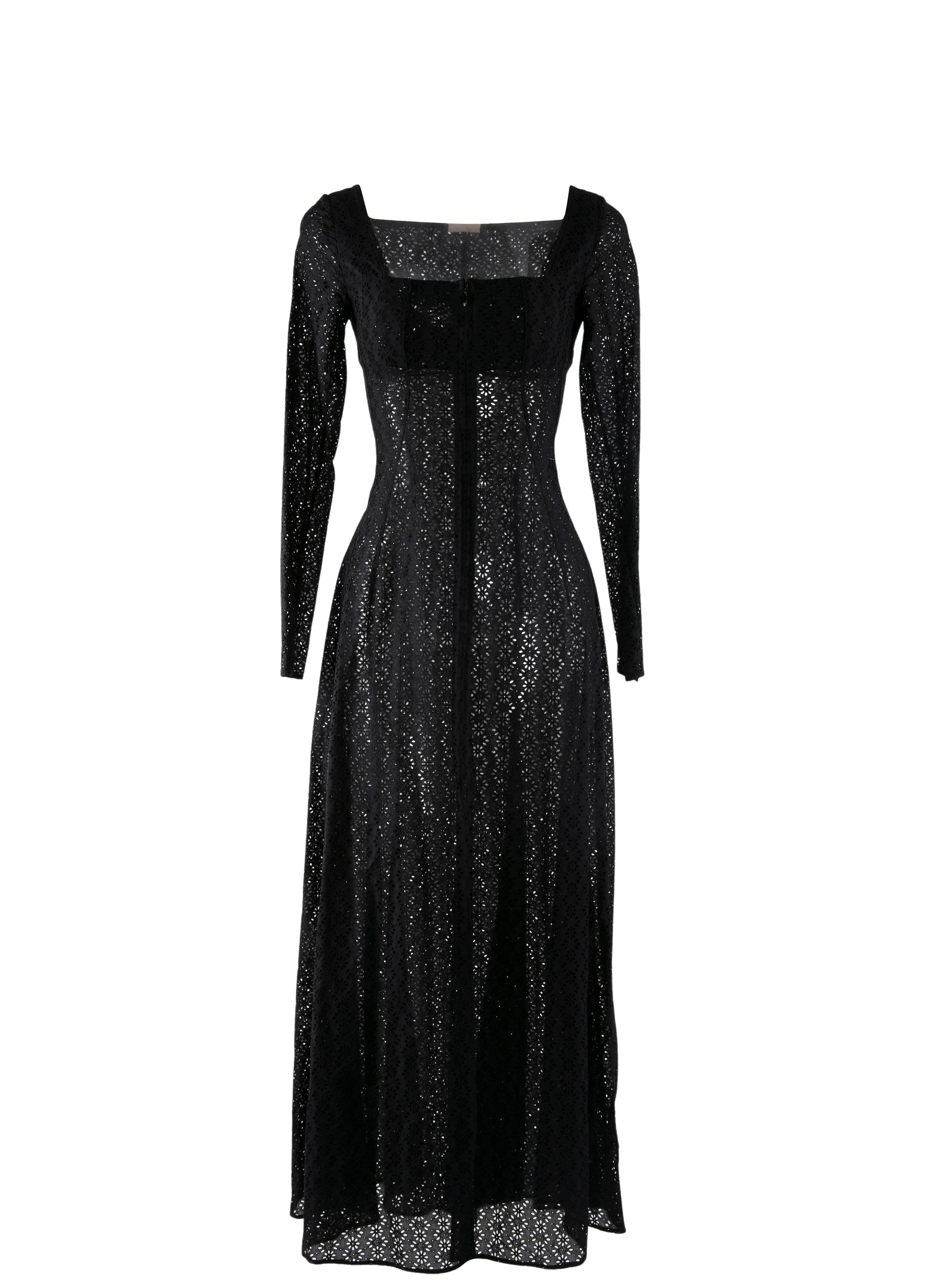 Robe à manches longues brodée - Noir