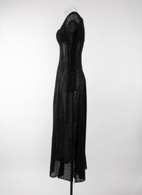 Long-sleeved embroidered dress - Black intense