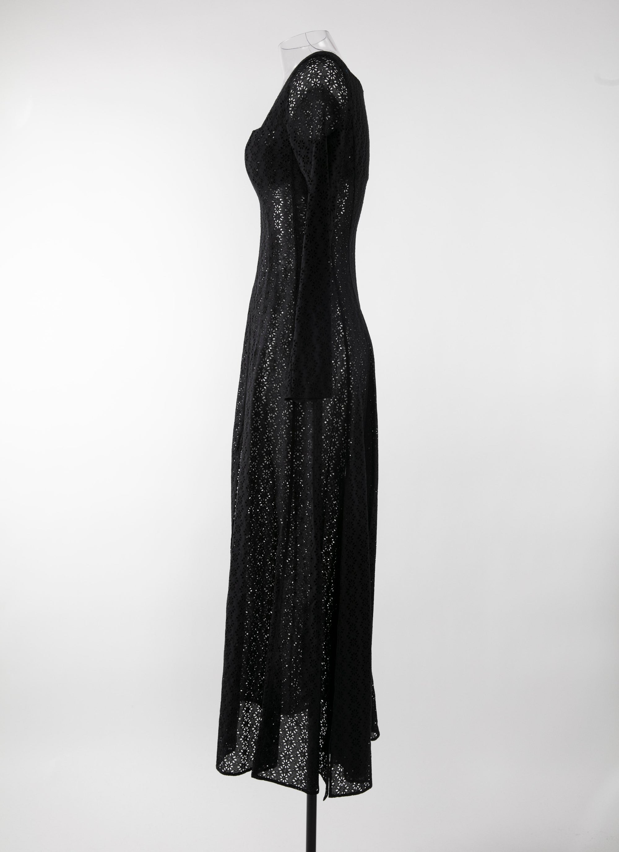 Long-sleeved embroidered dress - Black intense