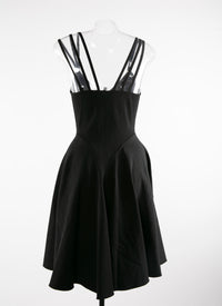 Robe courte à triple bretelles - Noir